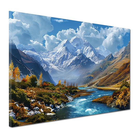 Wandbild Kunstwerk Wunderschöne Landschaft mit Fluss