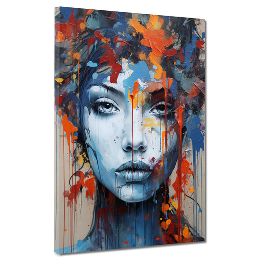 Wandbild Kunstwerk abstrakt Beautiful Face Blue Style