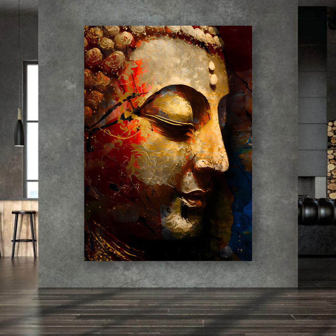 Wandbild Kunstwerk abstrakt Buddha meditativ