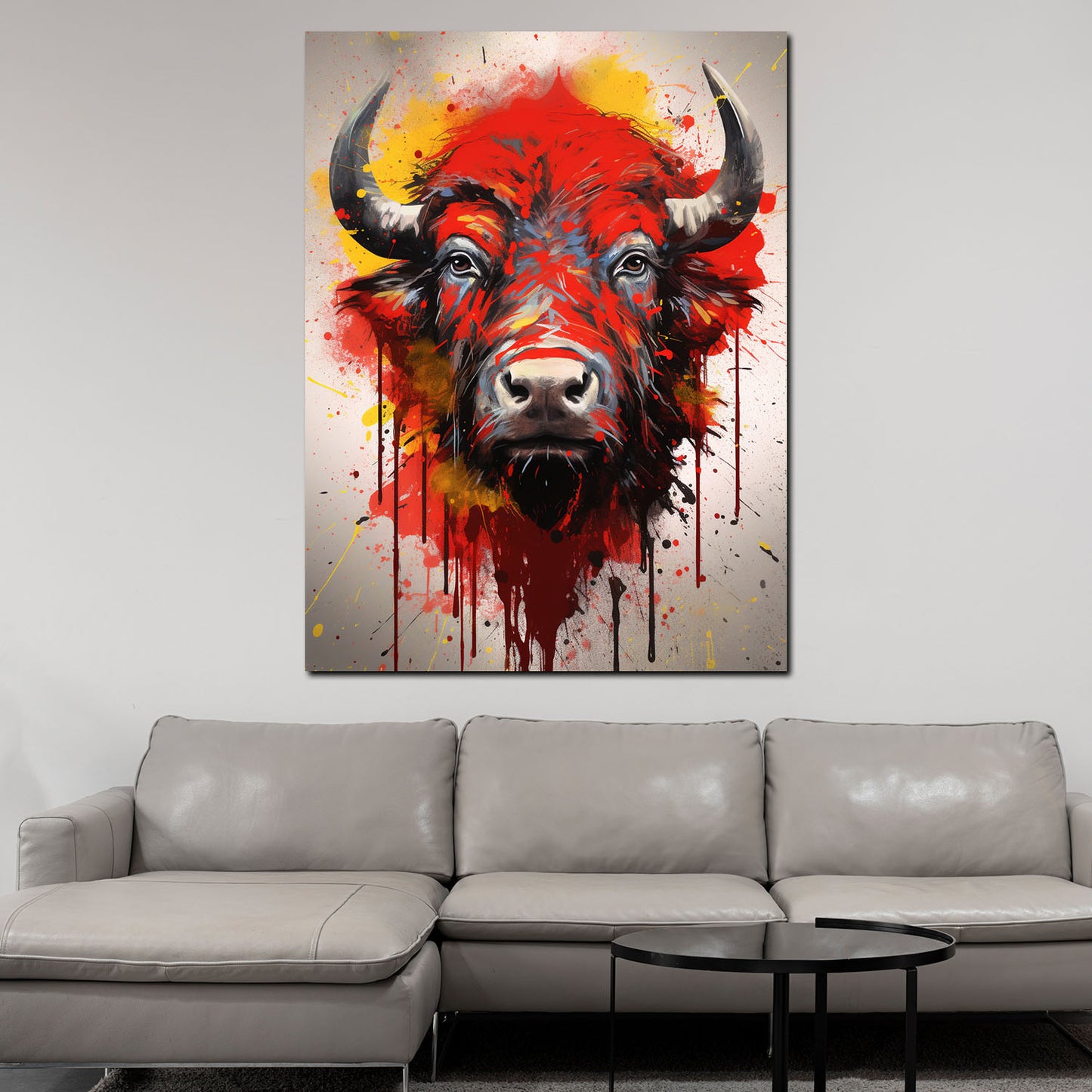 Wandbild Kunstwerk abstrakt Bull Red Pop Art