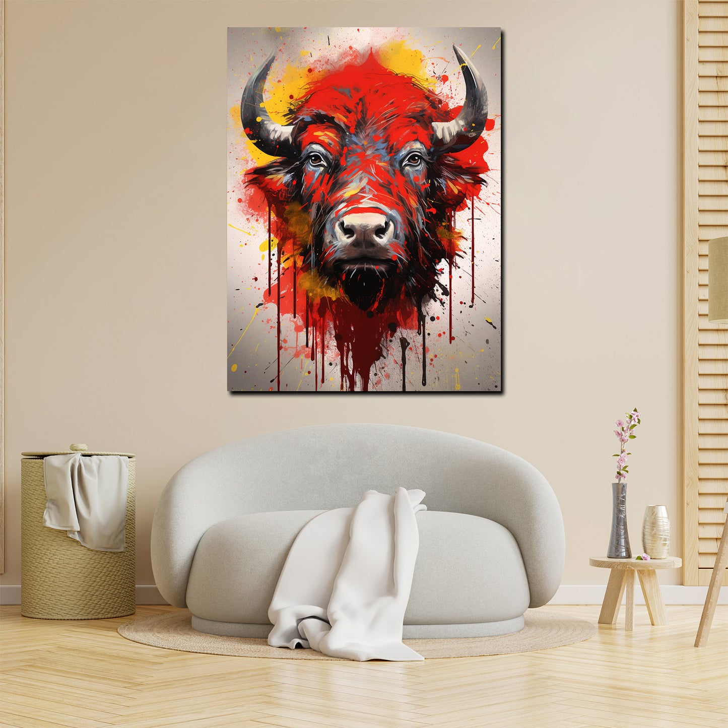 Wandbild Kunstwerk abstrakt Bull Red Pop Art