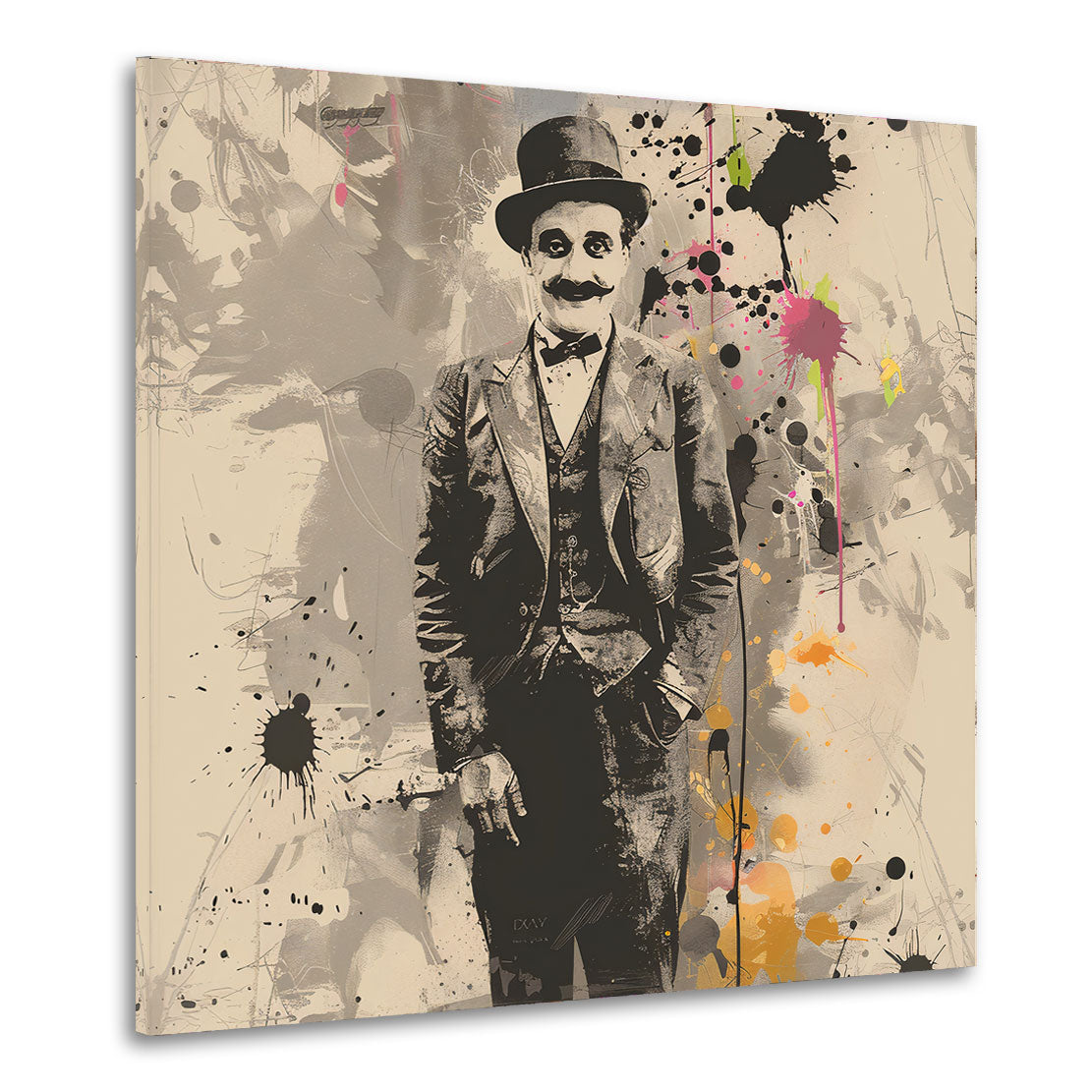 Wandbild Kunstwerk abstrakt Chaplin im Retro Look