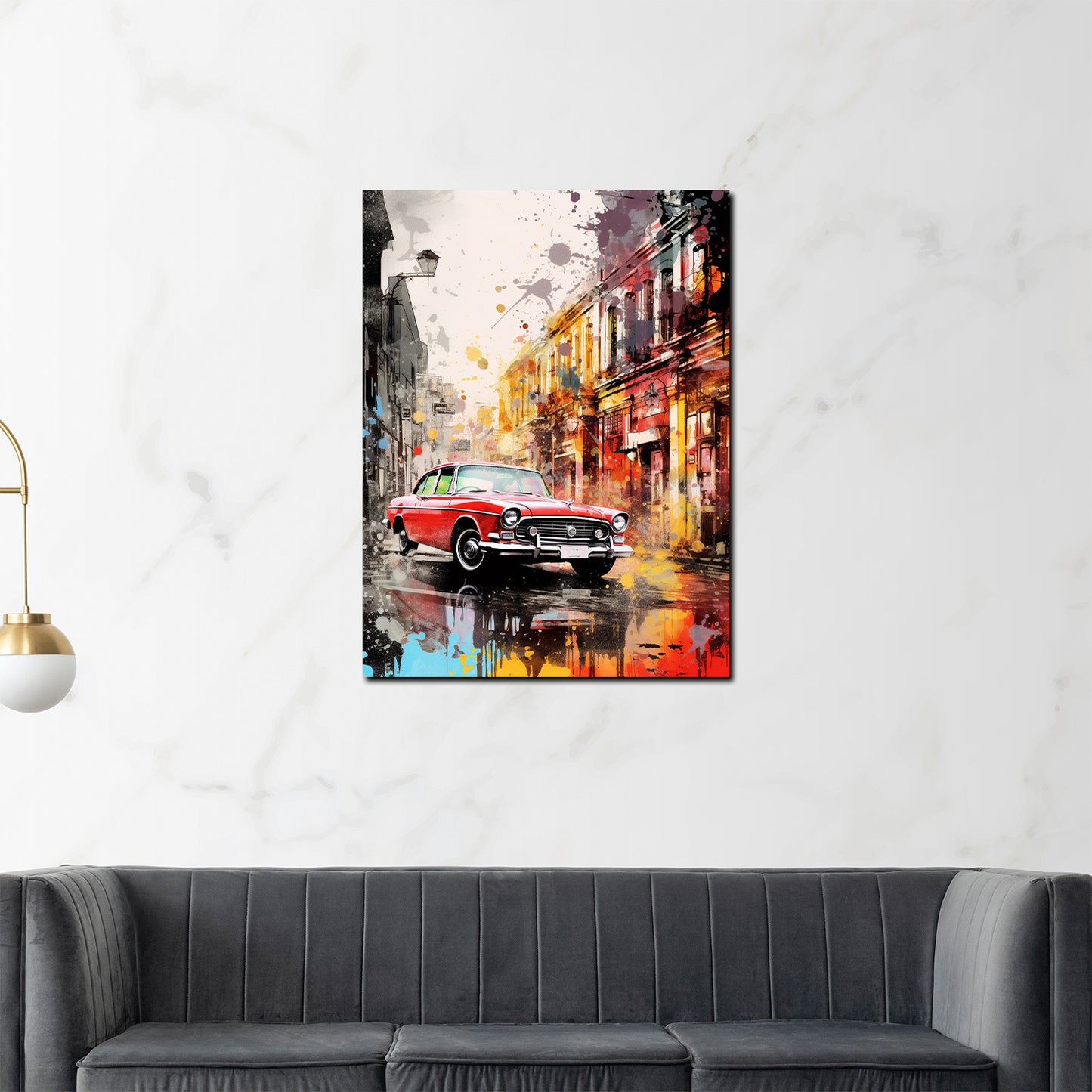 Wandbild Kunstwerk abstrakt City Auto Oldtimer