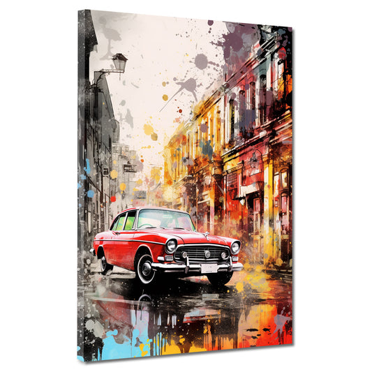 Wandbild Kunstwerk abstrakt City Auto Oldtimer