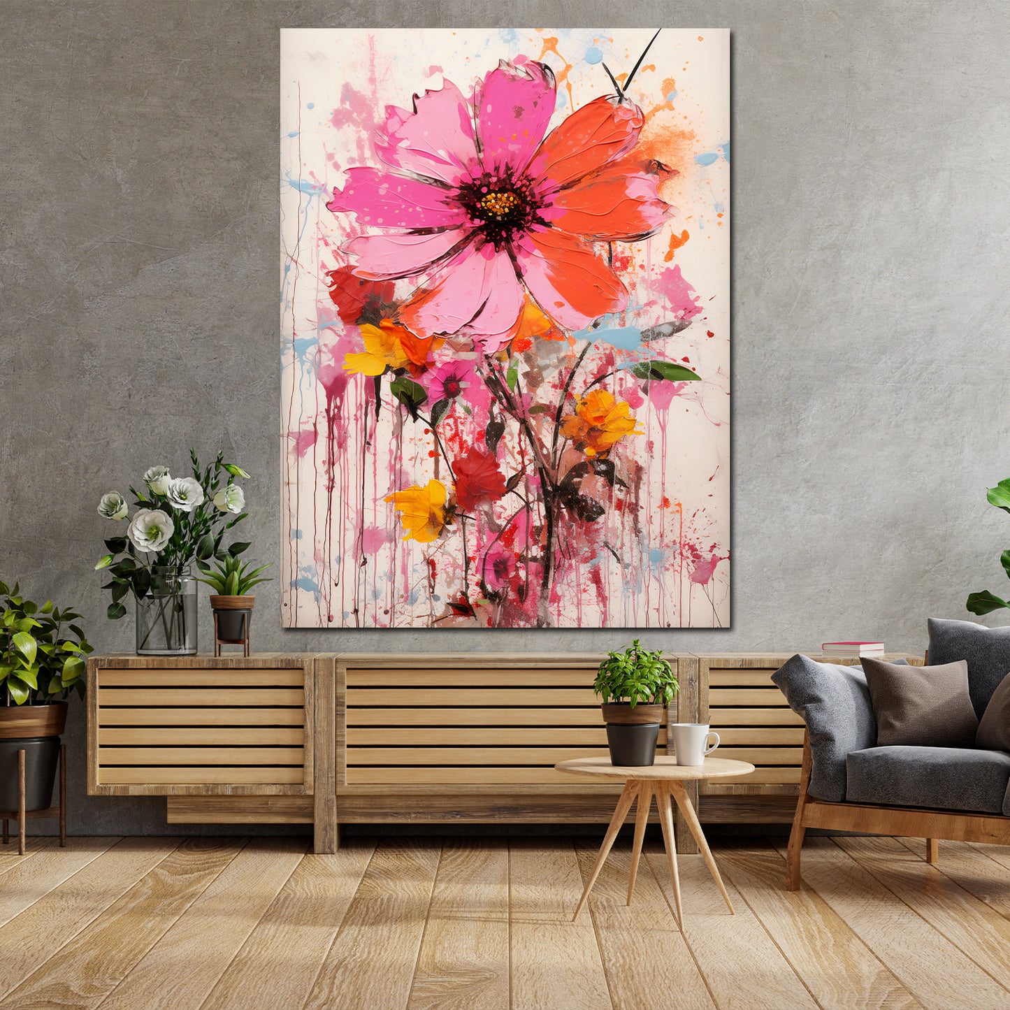 Wandbild Kunstwerk abstrakt Farbexplosion Blumen