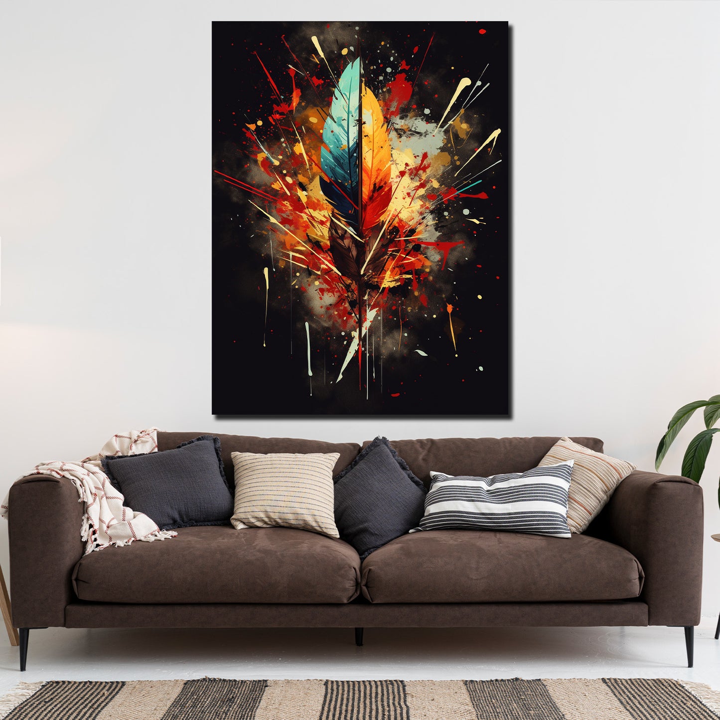 Wandbild Kunstwerk abstrakt Feder Splatter Style