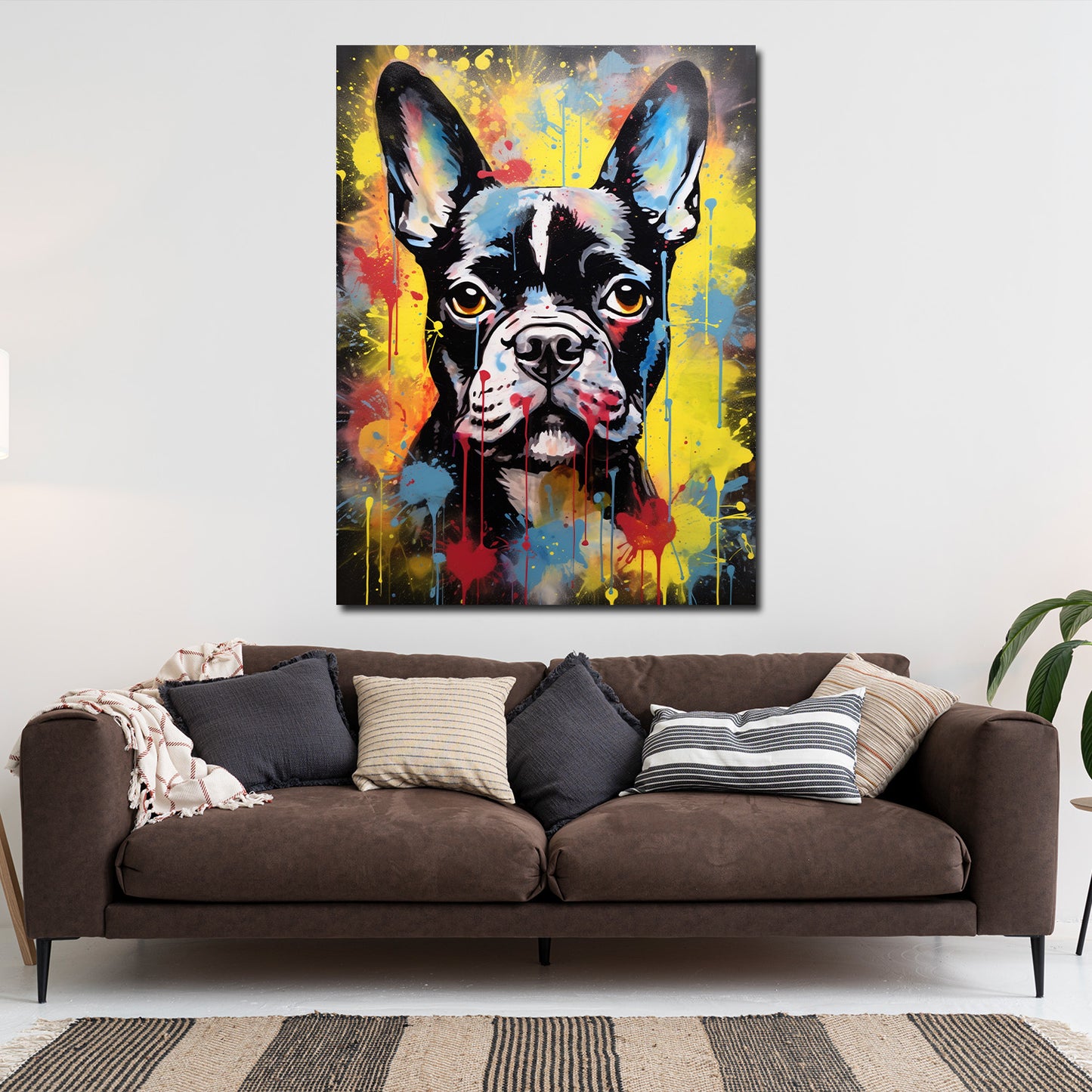 Wandbild Kunstwerk abstrakt Französische Bulldogge Street Art Colour