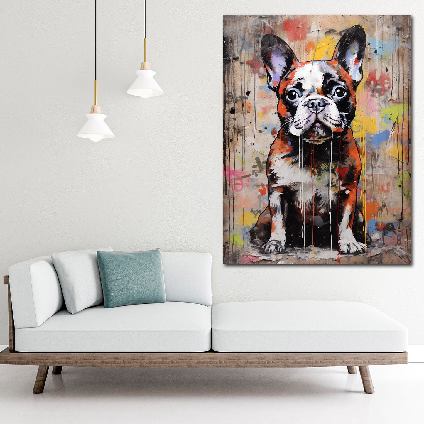 Wandbild Kunstwerk abstrakt Französische Bulldogge