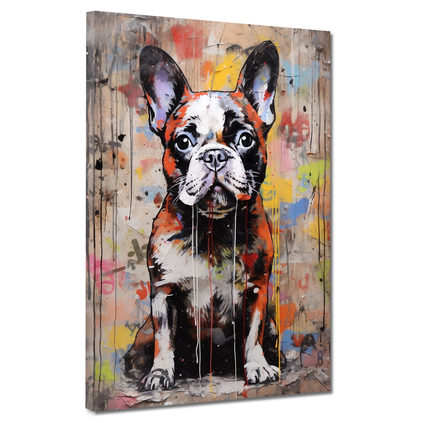 Wandbild Kunstwerk abstrakt Französische Bulldogge