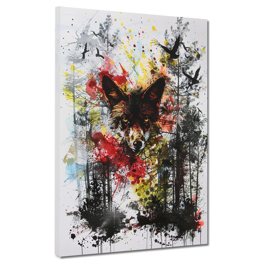 Wandbild Kunstwerk abstrakt Fuchs im Wald