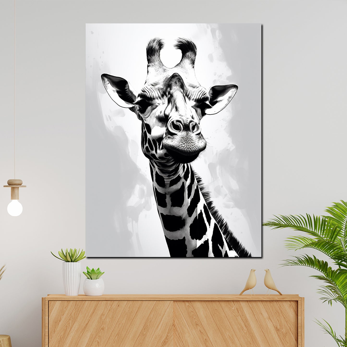 Wandbild Kunstwerk abstrakt Giraffe schwarz weiß