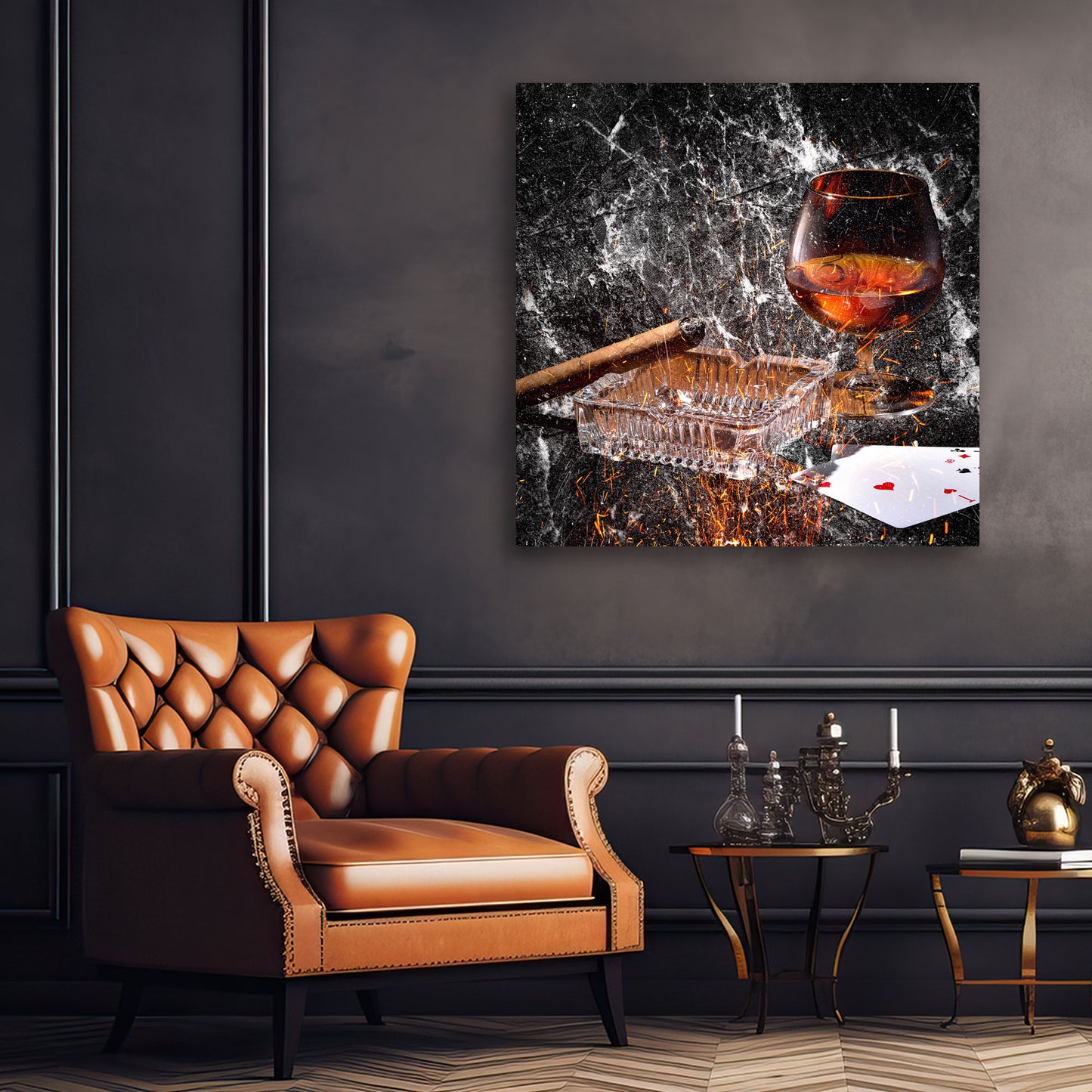 Wandbild Kunstwerk abstrakt Glas Whiskey