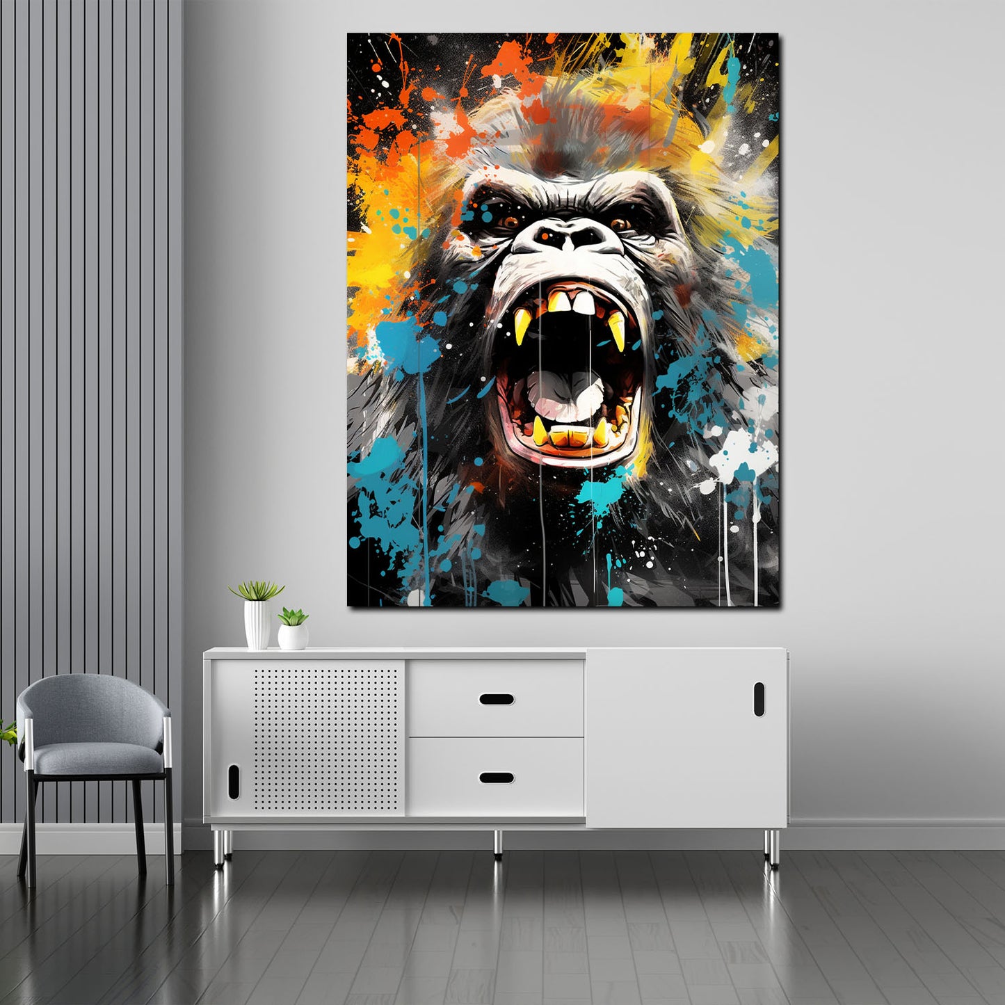 Wandbild Kunstwerk abstrakt Gorilla Colour Pop Art