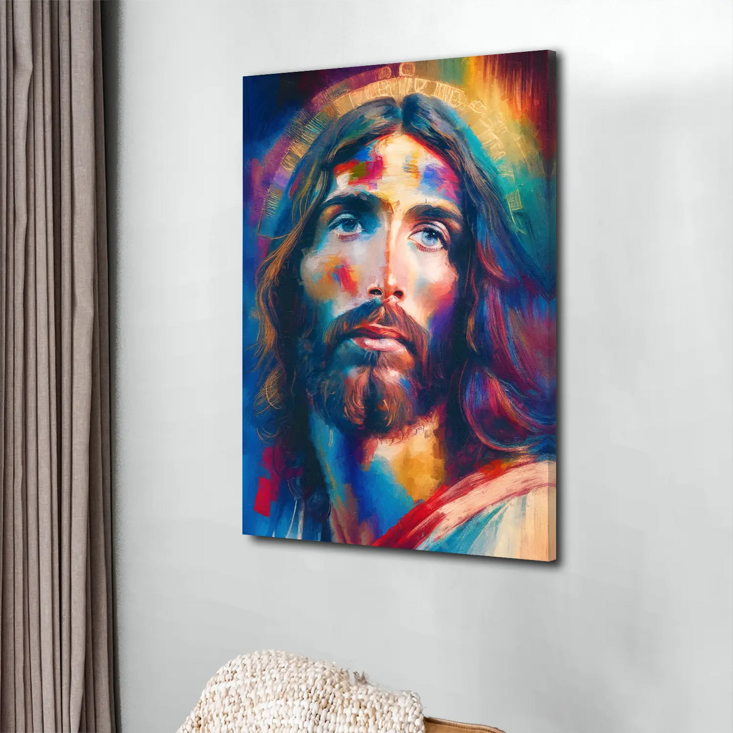 Wandbild Kunstwerk abstrakt Jesus Christus Paint Style