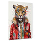 Wandbild Kunstwerk abstrakt Leopard mit Krawatte Pop Art Cool Style