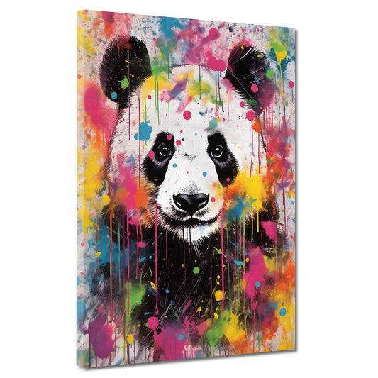 Wandbild Kunstwerk abstrakt Panda Pop Art Colour