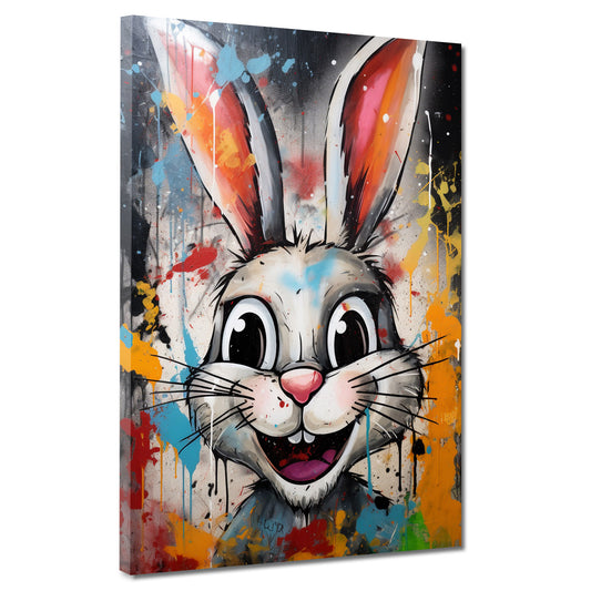 Wandbild Kunstwerk abstrakt Pop Art White Rabbit, Hase