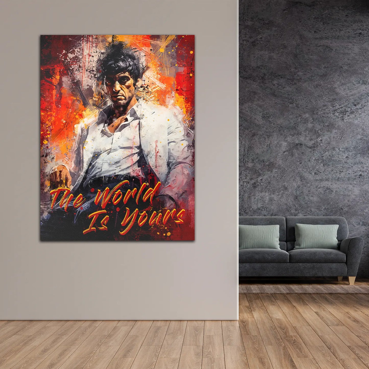 Wandbild Kunstwerk abstrakt Scarface The World