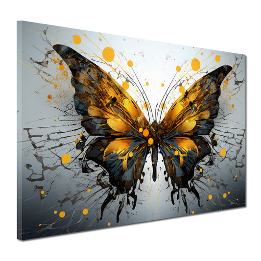 Wandbild Kunstwerk abstrakt Schmetterling Yellow Style