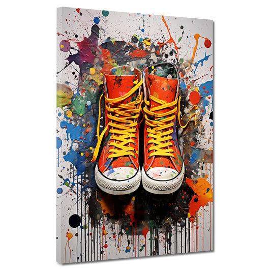 Wandbild Kunstwerk abstrakt Schuhe Splash Street Art