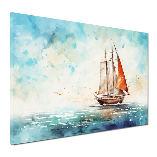 Wandbild Kunstwerk abstrakt Segelschiff Blue Style