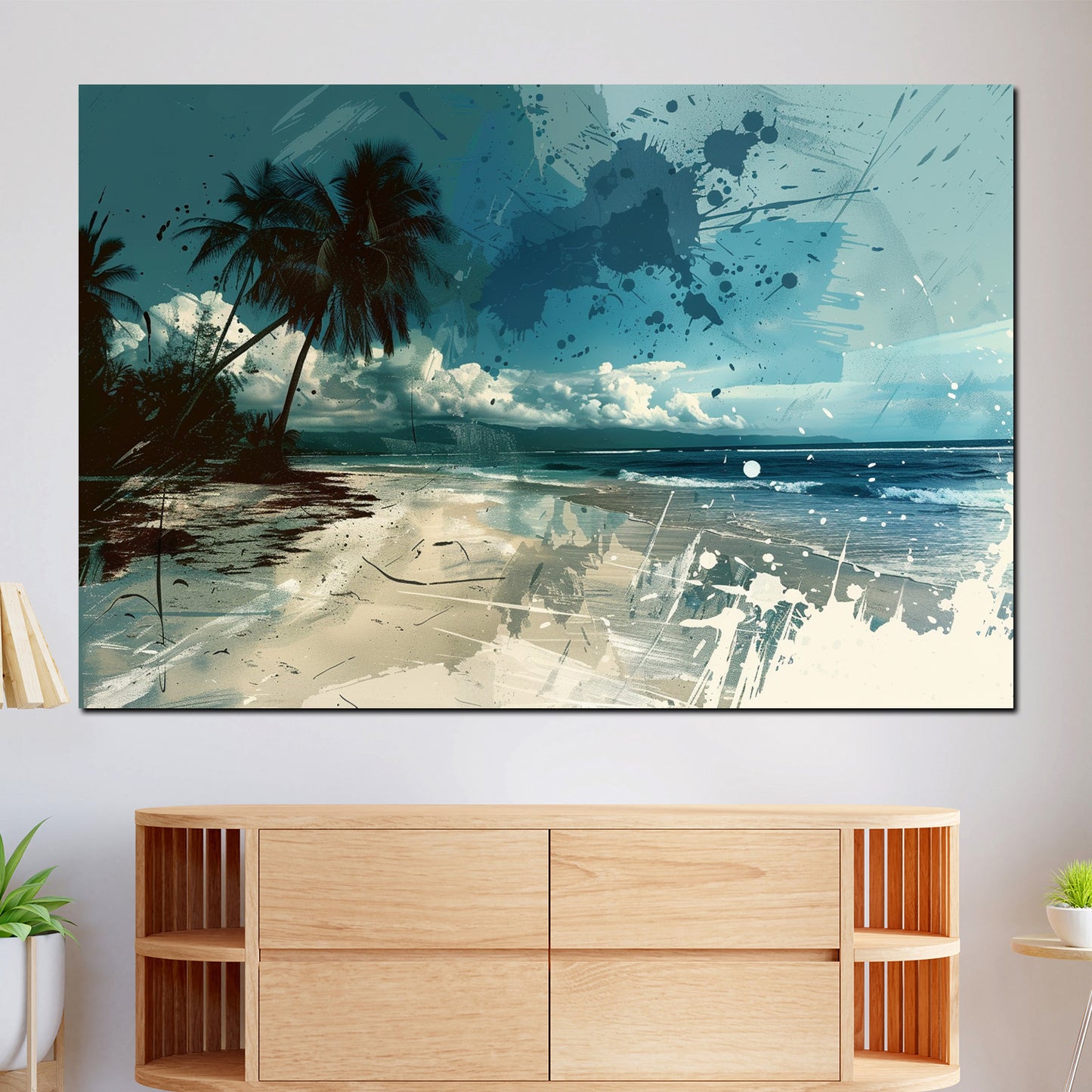 Wandbild Kunstwerk abstrakt Strand Palm Beach