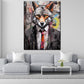 Wandbild Kunstwerk abstrakt Wolf im Anzug Pop Art Colour