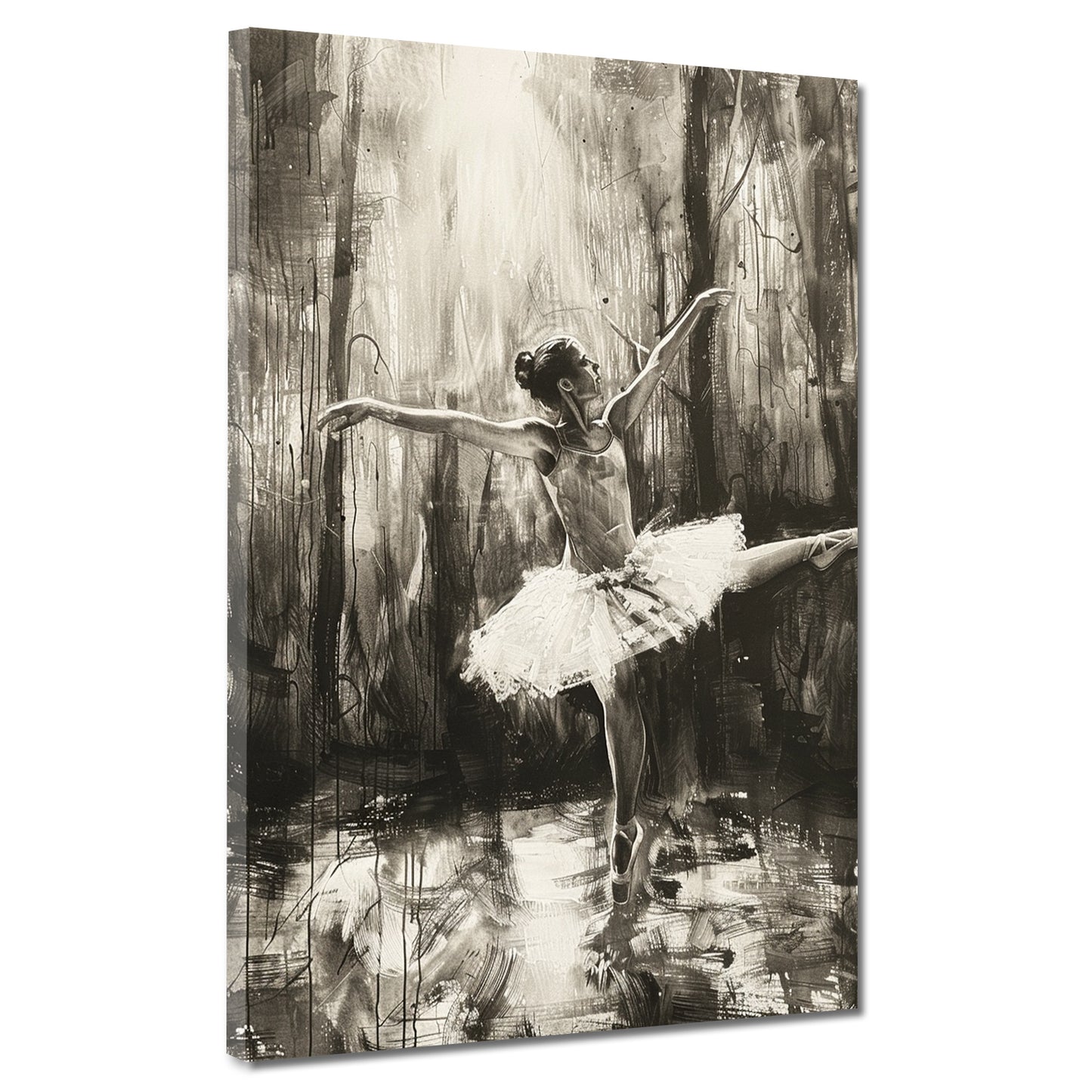 Wandbild Kunstwerk abstrakt elegante Ballerina in monochromen Farben