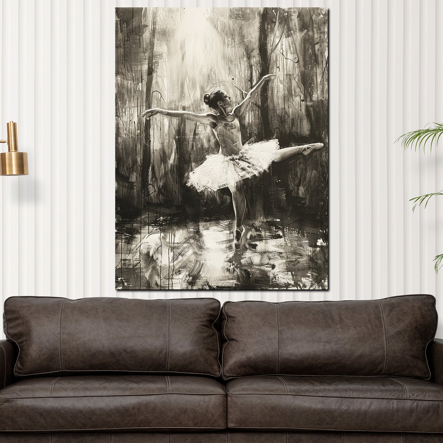 Wandbild Kunstwerk abstrakt elegante Ballerina in monochromen Farben