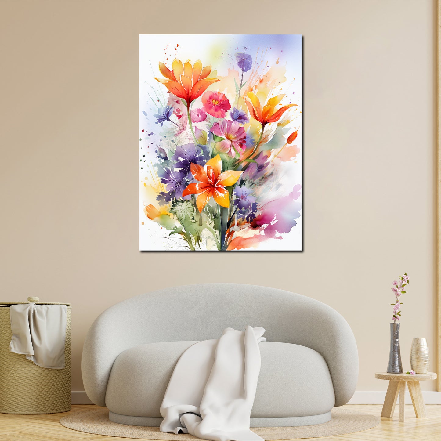 Wandbild Kunstwerk abstrakt farbenfrohe Blumen