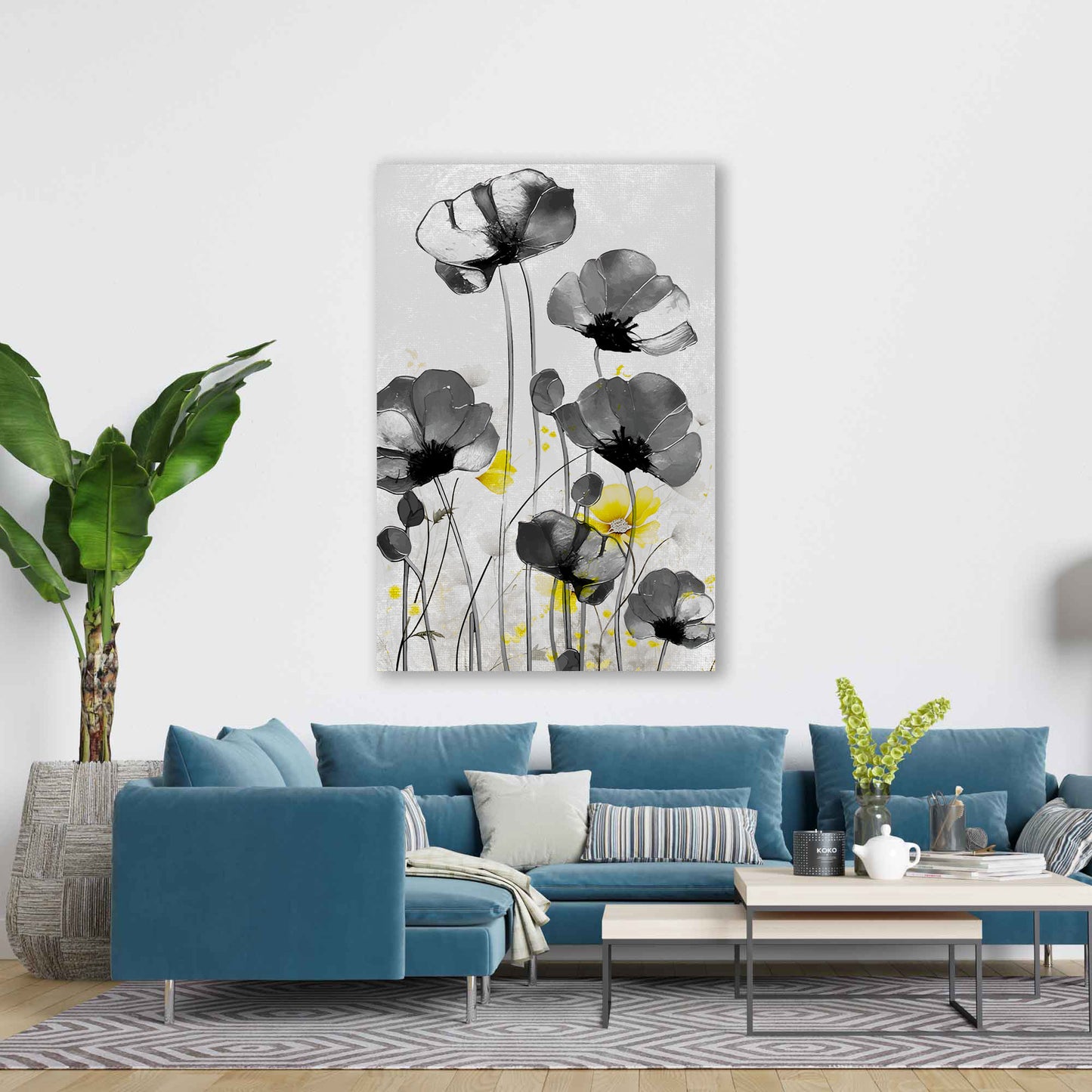 Wandbild Kunstwerk abstrakt mit Blumen