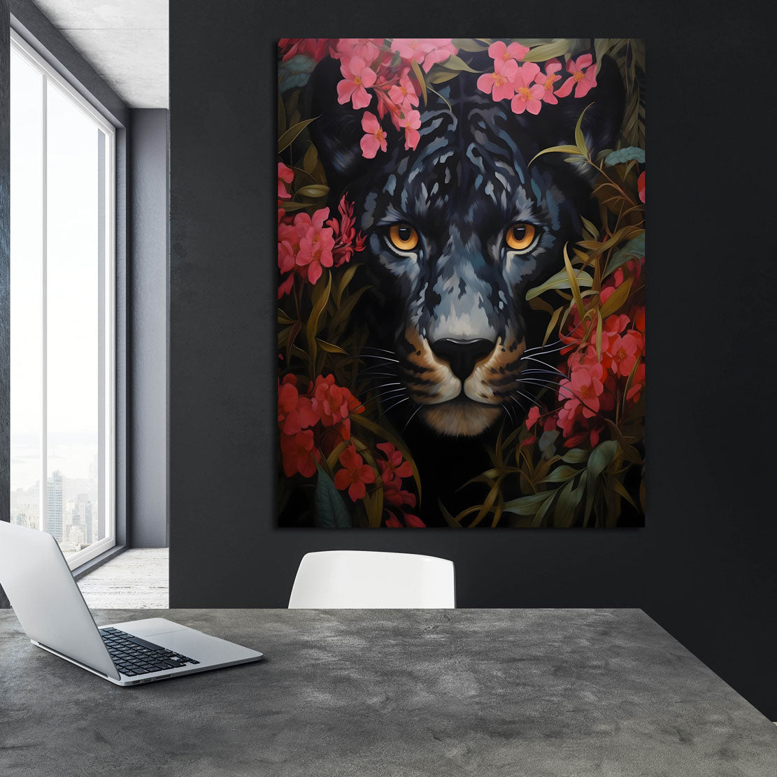 Wandbild Kunstwerk abstrakt mit schwarzer Panther