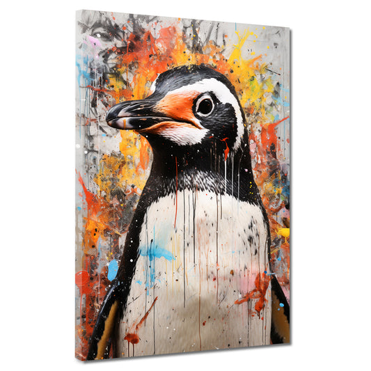 Wandbild Kunstwerk abstrakt süßer Pinguin