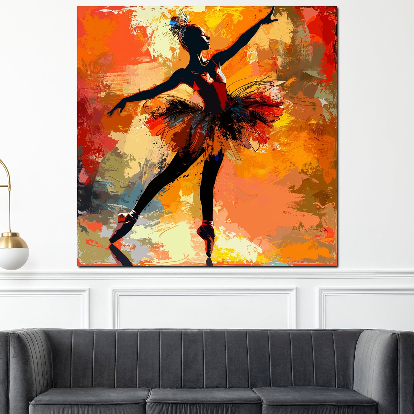 Wandbild Kunstwerk abstrakt tanzende Ballerina farbenfroh