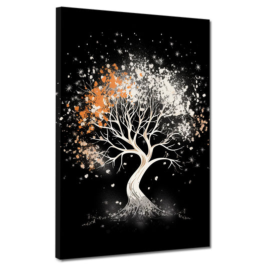 Wandbild Kunstwerk abstrakt weißer Baum Dark Style