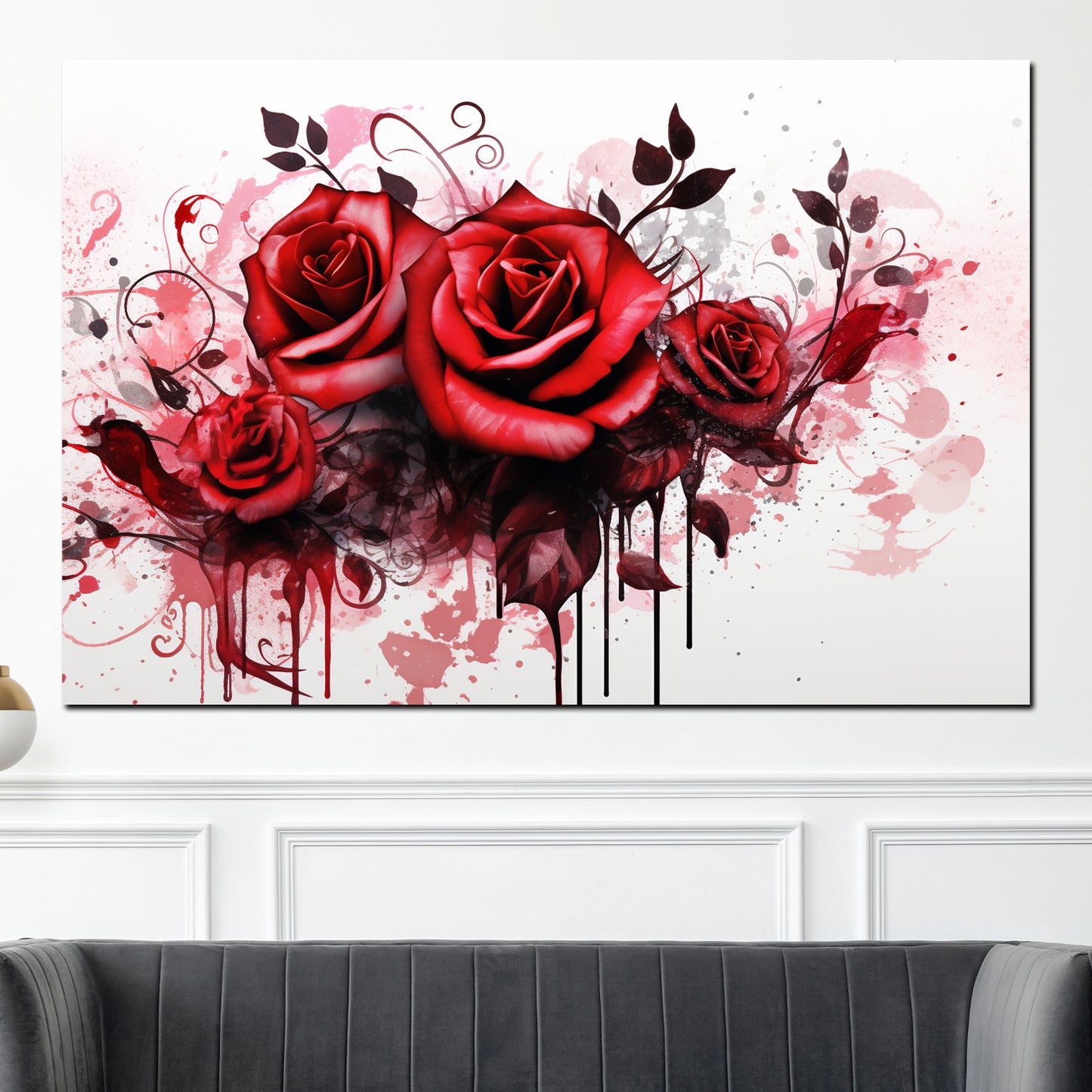 Wandbild Kunstwerk abstrakt wunderschöne rote Rosen