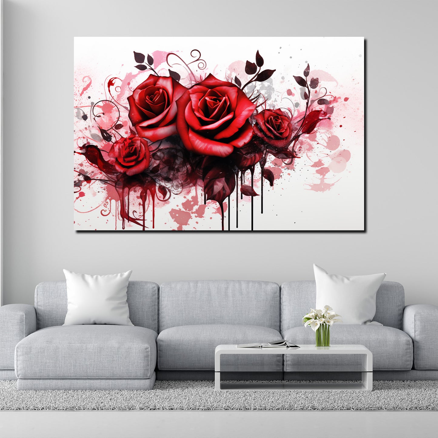 Wandbild Kunstwerk abstrakt wunderschöne rote Rosen