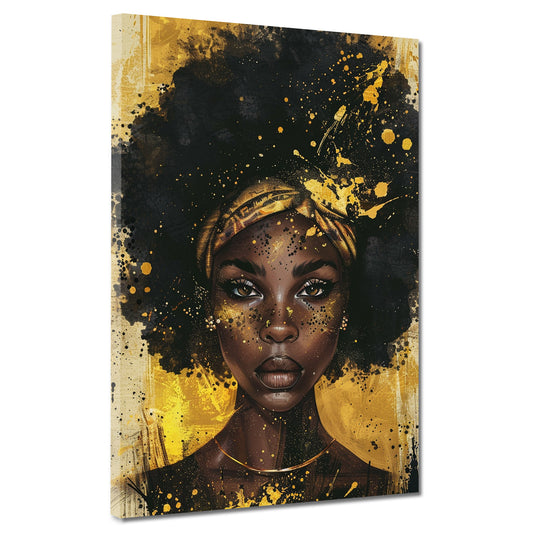 Wandbild Kunstwerk afroamerikanische Frau Goldoptik