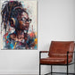 Wandbild Kunstwerk afroamerikanische Frau modern bunt