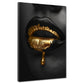 Wandbild Kunstwerk edle Lippen in Gold