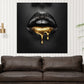 Wandbild Kunstwerk elegante Lippen in Gold