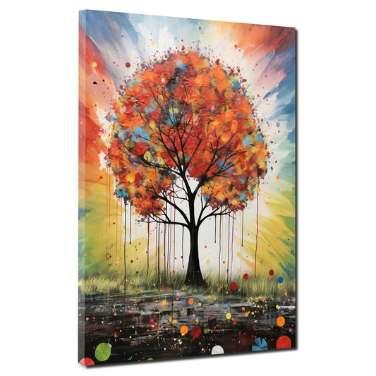 Wandbild Kunstwerk farbenfroher Herbstbaum abstrakt