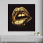 Wandbild Kunstwerk glänzende goldene Lippen