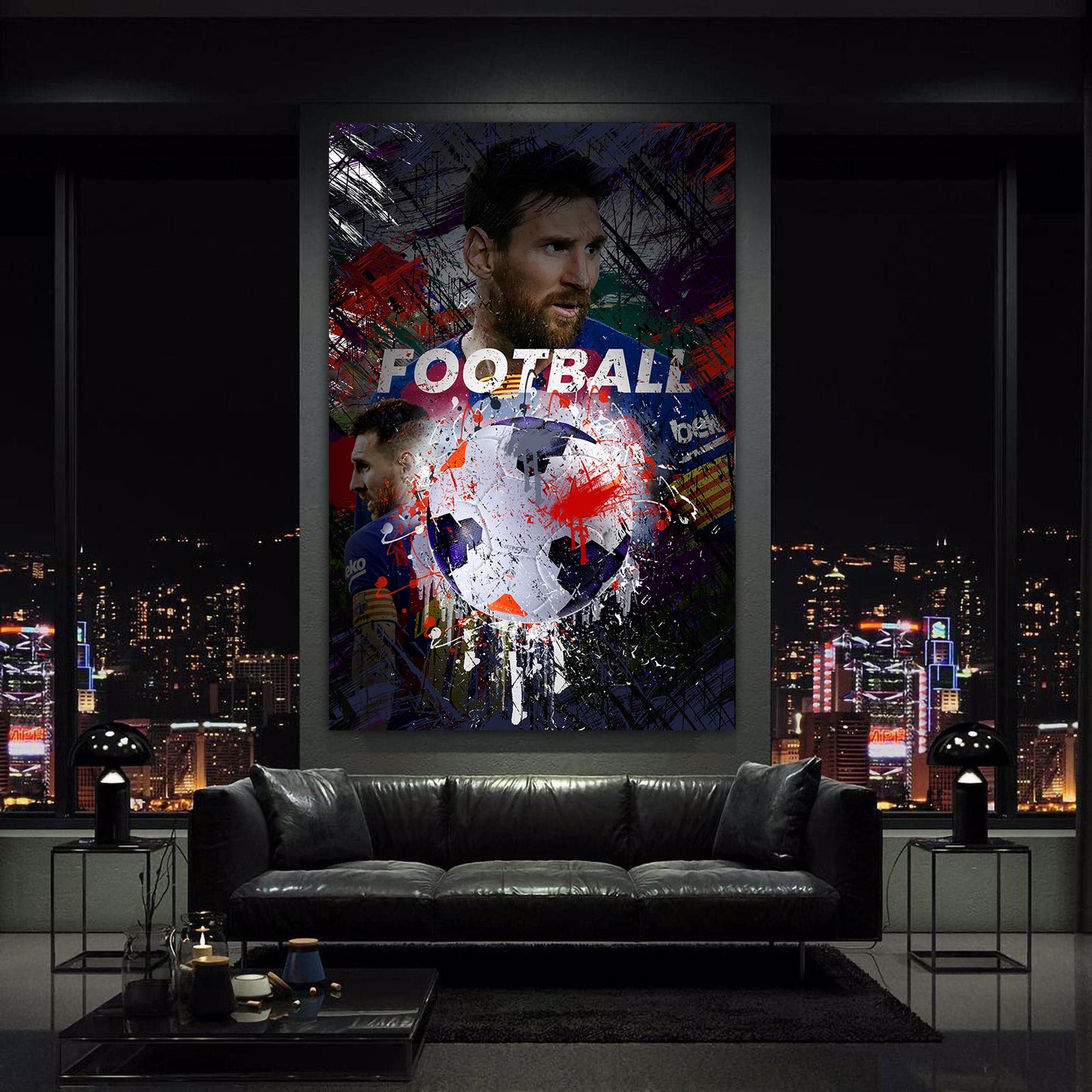 Wandbild Kunstwerk modern Pop Art Fußball Messi