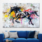 Wandbild Kunstwerk modern rennendes Pferd Colour Splash