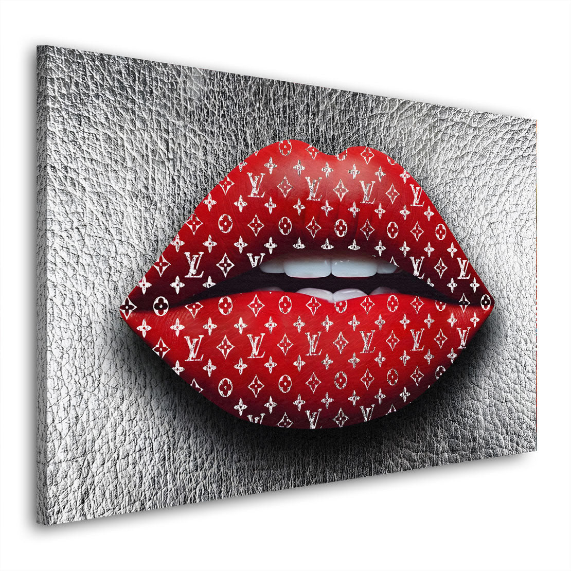 Wandbild Kunstwerk moderne Pop Art mit roten Lippen und stilvollem Design