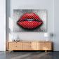 Wandbild Kunstwerk moderne Pop Art mit roten Lippen und stilvollem Design