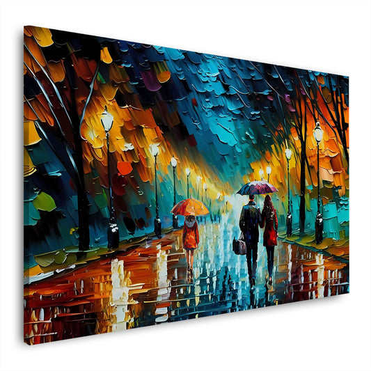 Wandbild Kunstwerk regnerische Allee Painting Style