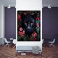 Wandbild Kunstwerk schwarzer Panther Flower Style