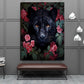 Wandbild Kunstwerk schwarzer Panther Flower Style